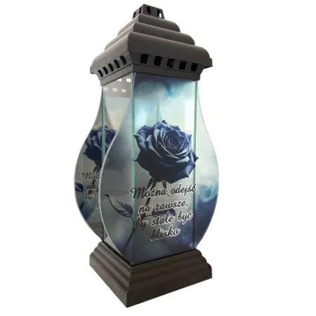 435-znicz z różą na niebieskim tle 1 sztuka